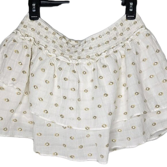 ZARA Women’s Tiered Smocked Mini Skirt with Metallic Thread Detail, Size Medium - Picture 2 of 3